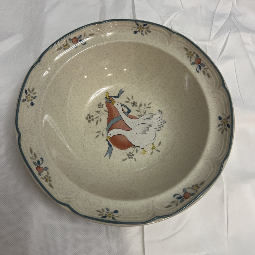 Vtg International Marmalade Cottagecore Geese Serving Bowl 9" Stoneware Goose